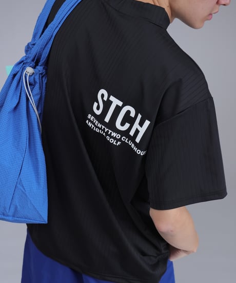 【 ANTIQUAGOLF×STCH 】printed short sleeve tops-black