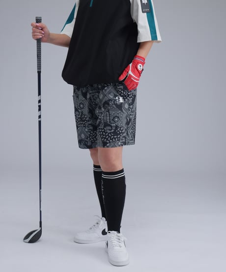 【 ANTIQUAGOLF×STCH 】paisley half pants-black