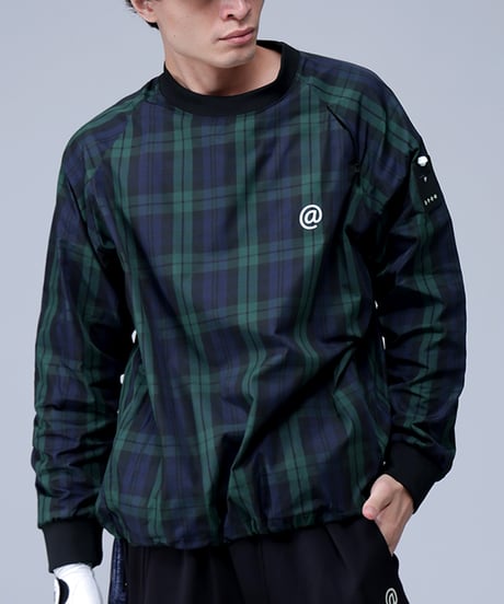 【ANTIQUAGOLF×STCH】UNISEX（ユニセックス）check logo pullover-blackwatch