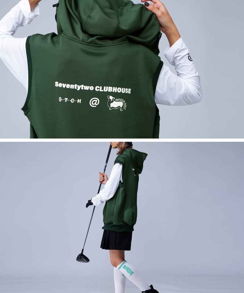 美品⭐️ANTIQUAGOLF×STCHUNISEX back logo vest ANTIQUAGOLF×STCH】UNISEX（ユニセックス）hoody logo vest