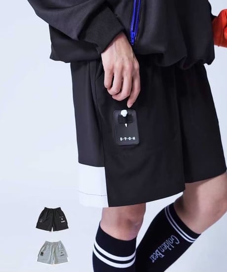 【ANTIQUAGOLF×STCH】UNISEX(ユニセックス)logo halfpants-black