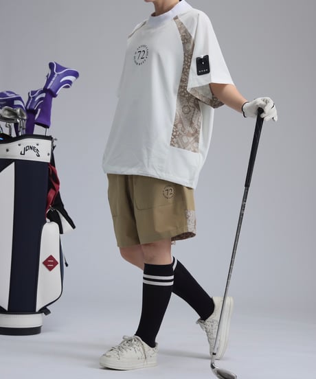 【ANTIQUAGOLF×STCH】UNISEX(ユニセックス)paisley switching halfpants-baige