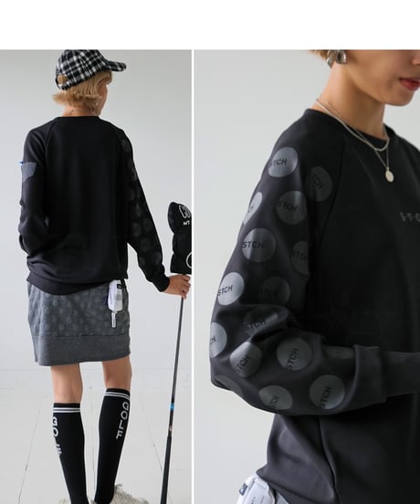 【ANTIQUAGOLF×STCH】UNISEX（ユニセックス）dot design tops-black
