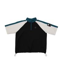 【 ANTIQUAGOLF×STCH 】halfzip contrast pullover-black×offwhite