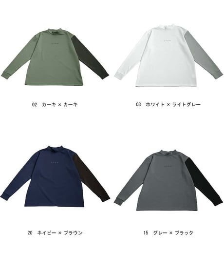 【ANTIQUAGOLF×STCH】UNISEX（ユニセックス）mock neck back logo Tshirt-gray×black