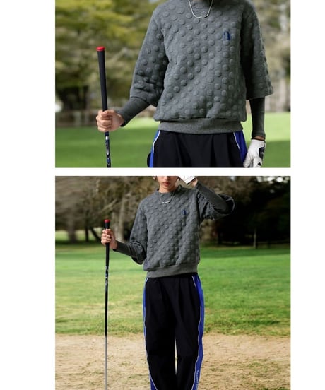 【ANTIQUAGOLF×STCH】dot layered tops-gray
