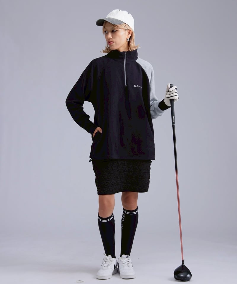 ANTIQUAGOLF×STCH】Color Block Fleece Pullover-b