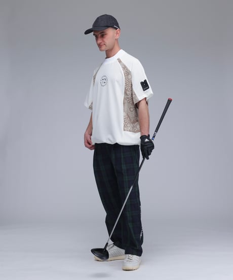 【ANTIQUAGOLF×STCH】UNISEX(ユニセックス)paisley×logo tops-white