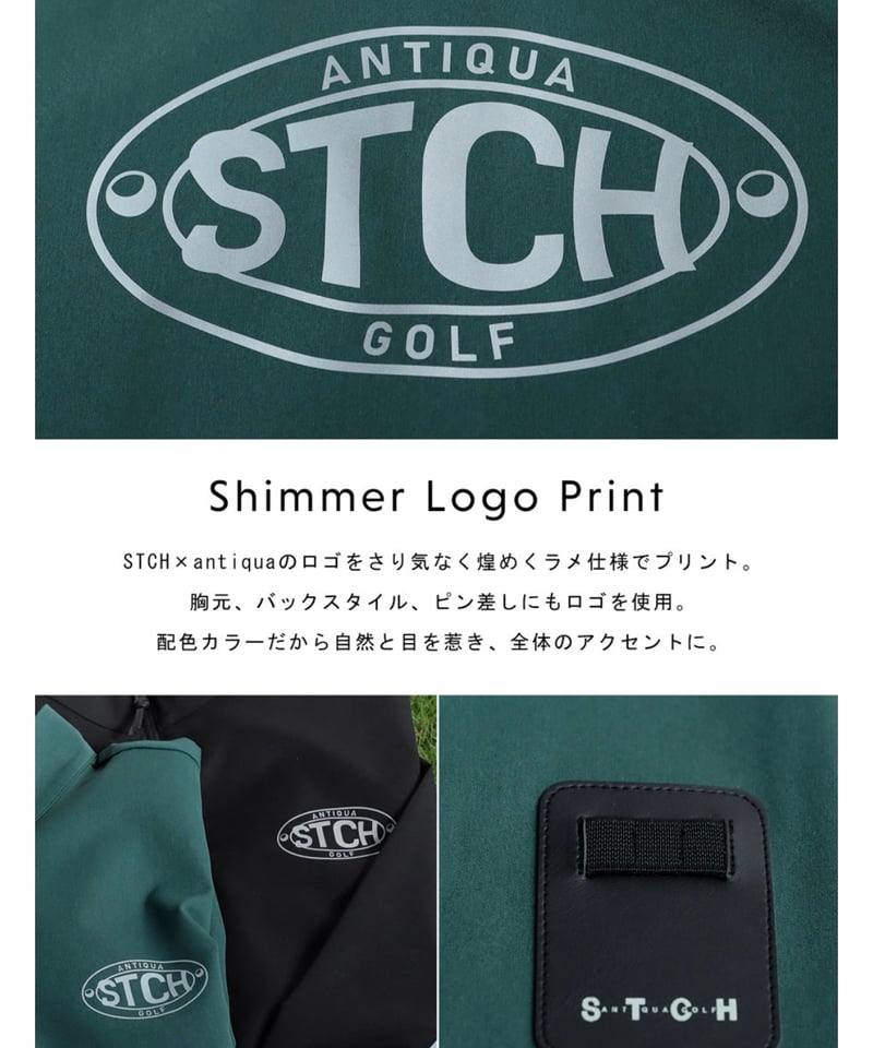 ANTIQUAGOLF×STCH】 Half Zip LOGO Tops-black | 【