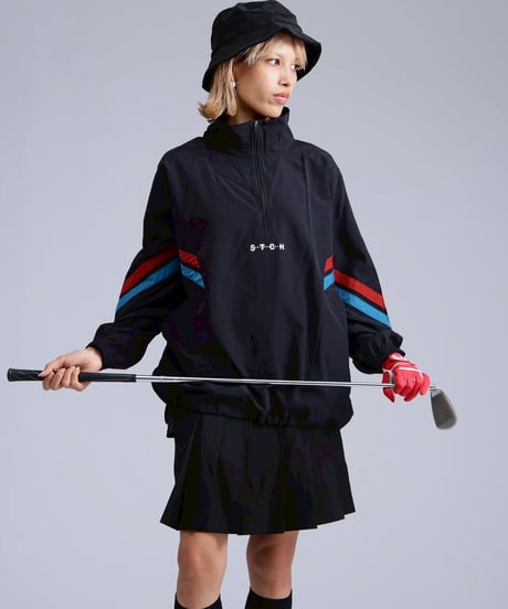 【ANTIQUAGOLF×STCH】 Line design Pullover-black