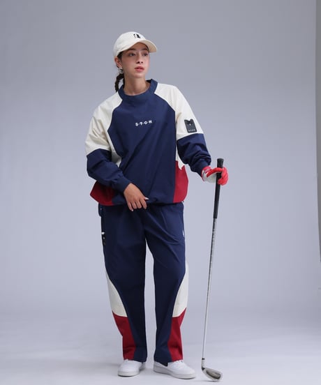 【ANTIQUAGOLF×STCH】Color Block Pullover-navy