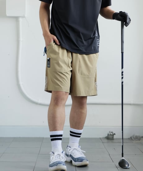 【ANTIQUAGOLF×STCH】UNISEX(ユニセックス)paisley switching halfpants-baige