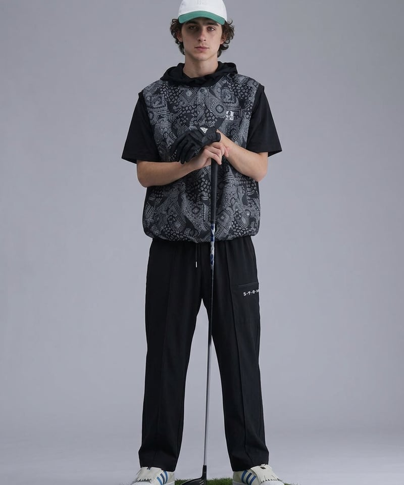 ANTIQUA GOLF×STCH】Zip Design Logo Pants-black
