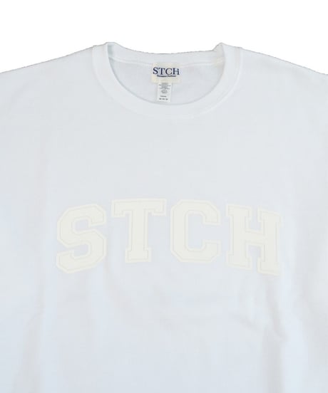 STCH【College Logo crew neck-white】