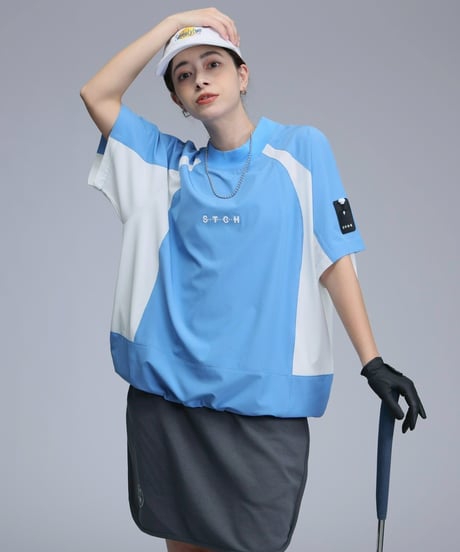 【ANTIQUAGOLF×STCH】UNISEX(ユニセックス)colored tech halfsleeve-blue