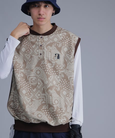 【 ANTIQUAGOLF×STCH 】paisley pattern vest-beige