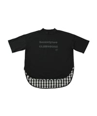 【ANTIQUAGOLF×STCH】UNISEX(ユニセックス)check pattern switching tops-black