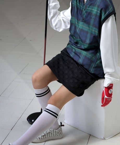 【ANTIQUAGOLF×STCH】dot mini skirt-black