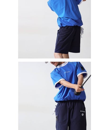 【ANTIQUAGOLF×STCH】UNISEX（ユニセックス）ribbed coler tops-blue