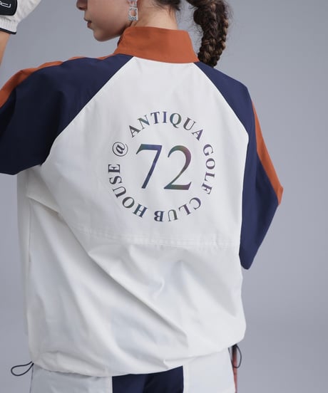 【 ANTIQUAGOLF×STCH 】halfzip contrast pullover-offwhite×navy