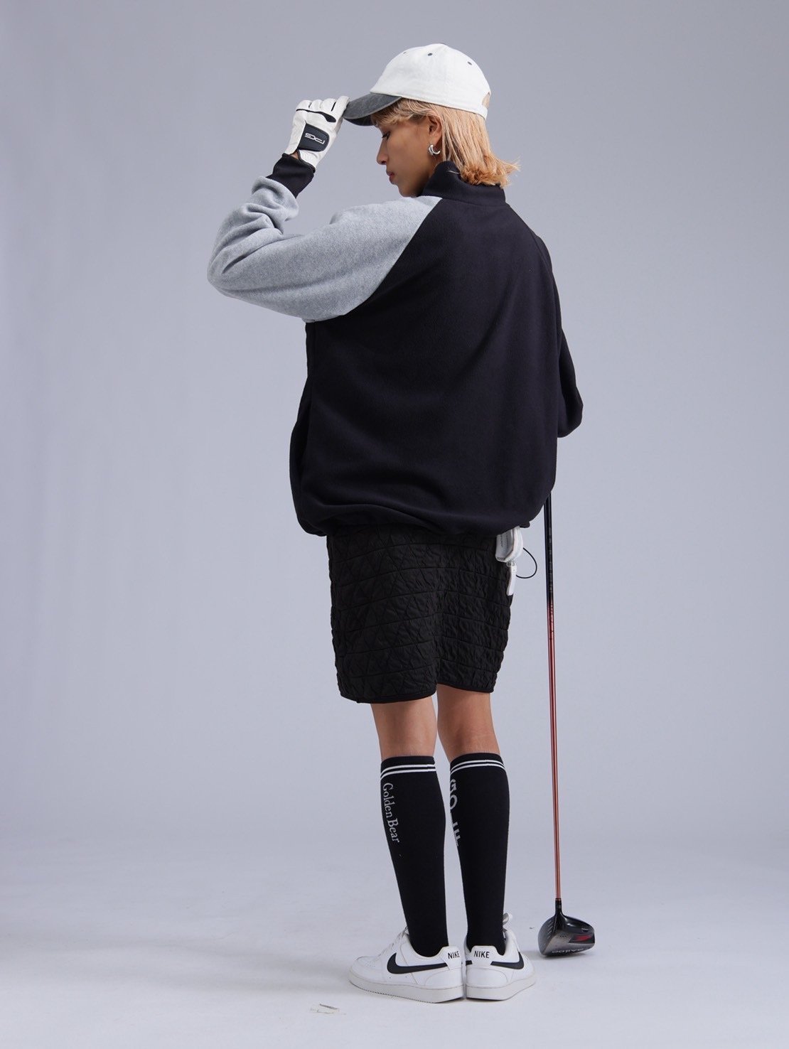 ANTIQUAGOLF×STCH】Color Block Fleece Pullover-b