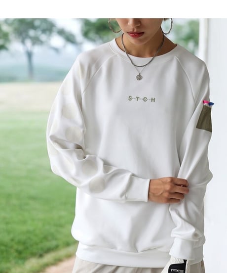 【ANTIQUAGOLF×STCH】UNISEX（ユニセックス）dot design tops-white