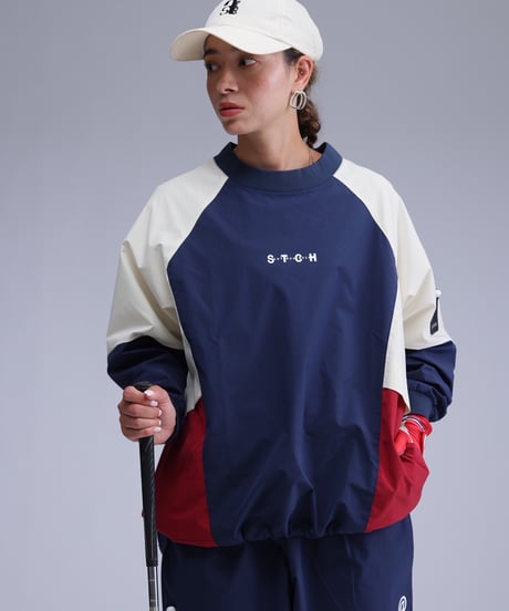 【ANTIQUAGOLF×STCH】Color Block Pullover-navy