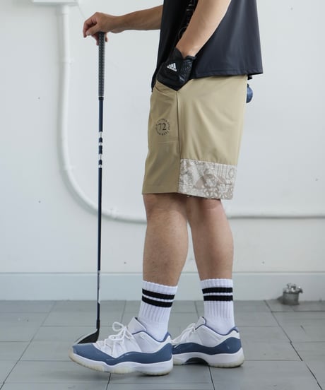 【ANTIQUAGOLF×STCH】UNISEX(ユニセックス)paisley switching halfpants-baige