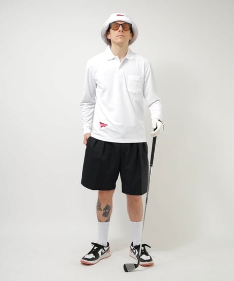 STCH ORIGINAL【Flag logo polo L/S-white】