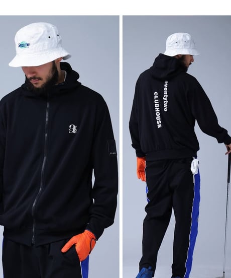 【ANTIQUAGOLF×STCH】UNISEX(ユニセックス)zip hoodie-black
