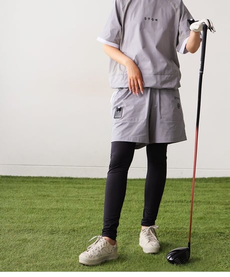 【ANTIQUAGOLF×STCH】UNISEX（ユニセックス）logo half pants-gray