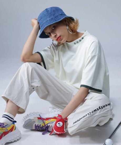 【ANTIQUAGOLF×STCH】UNISEX（ユニセックス）logo pants-white