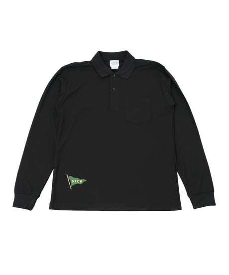 STCH ORIGINAL【Flag logo polo L/S-black】
