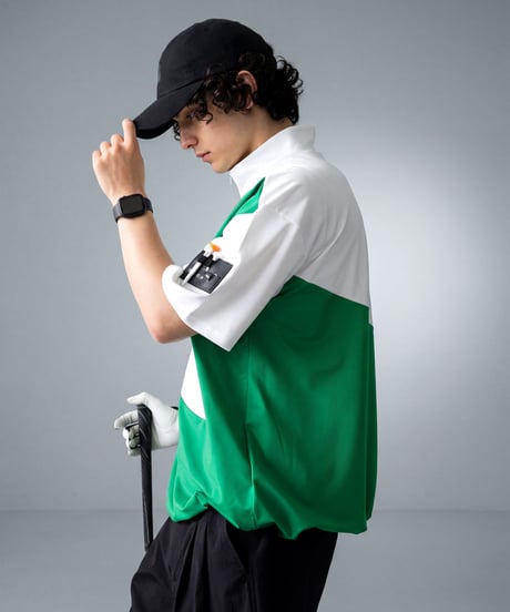 【ANTIQUA GOLF×STCH】Color block Tops-greenmix
