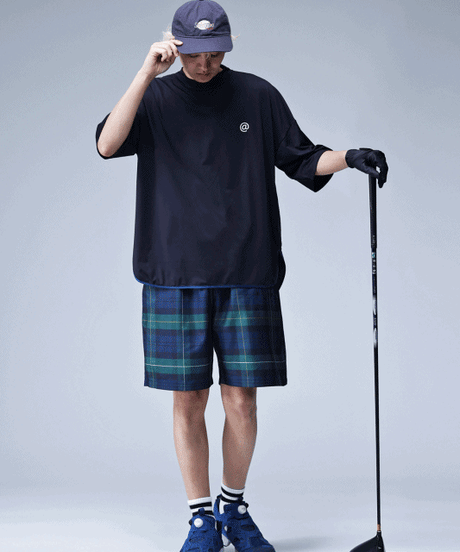 【ANTIQUAGOLF×STCH】UNISEX（ユニセックス）check half pants-green