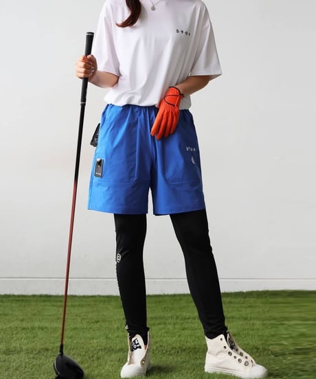 【ANTIQUAGOLF×STCH】UNISEX（ユニセックス）logo half pants-blue