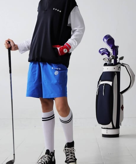 【ANTIQUAGOLF×STCH】UNISEX（ユニセックス）logo half pants-blue