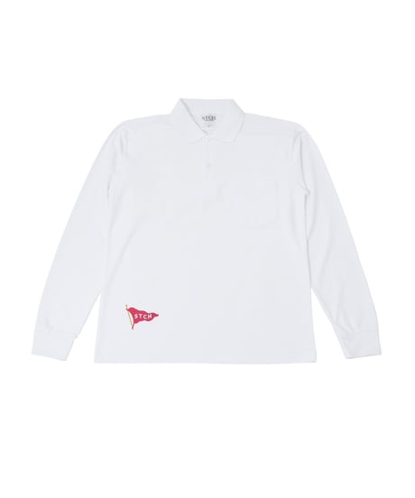 STCH ORIGINAL【Flag logo polo L/S-white】
