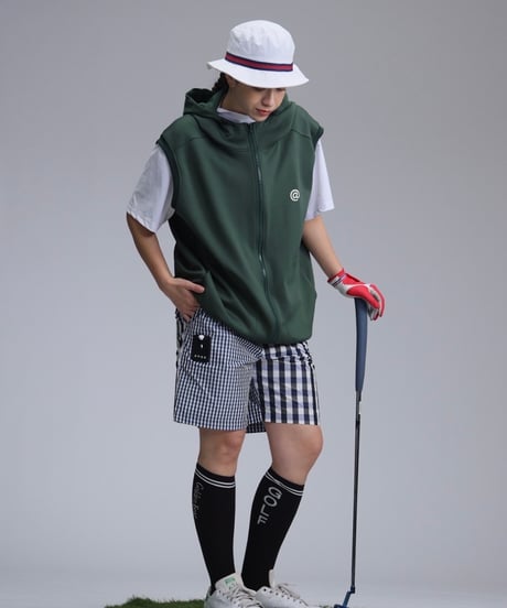 【ANTIQUAGOLF×STCH】UNISEX(ユニセックス)check half pants-navy