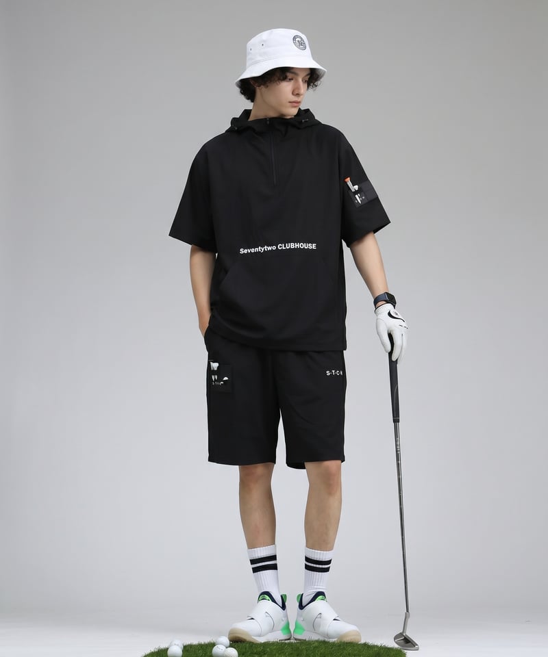ANTIQUA GOLF×STCH】Seersucker HalfPants-black |
