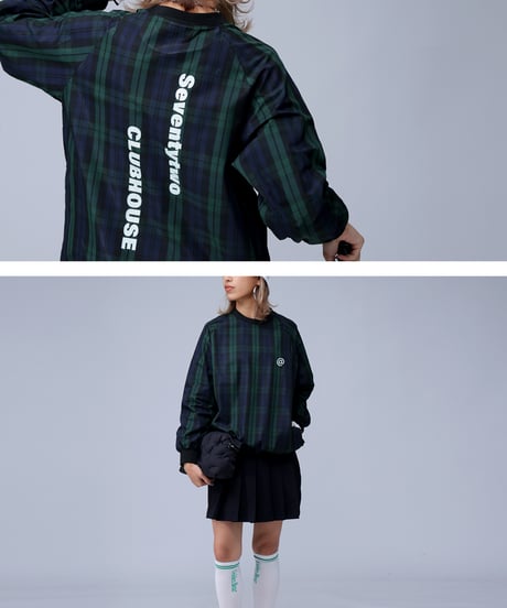【ANTIQUAGOLF×STCH】UNISEX（ユニセックス）check logo pullover-blackwatch