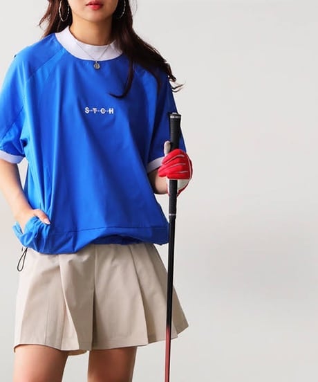 【ANTIQUAGOLF×STCH】UNISEX（ユニセックス）ribbed coler tops-blue