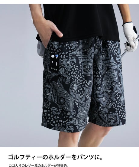 【 ANTIQUAGOLF×STCH 】paisley half pants-black