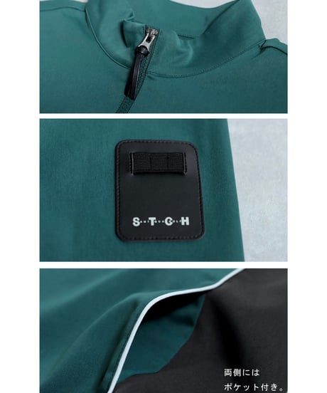 【ANTIQUAGOLF×STCH】 Half Zip LOGO Tops-green