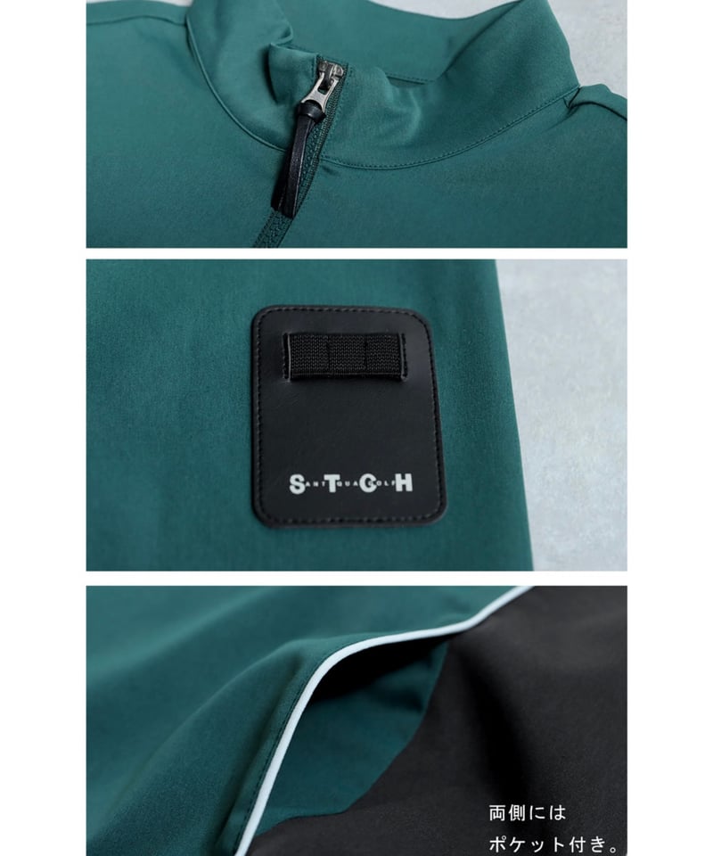 ANTIQUAGOLF×STCH】 Half Zip LOGO Tops-green | 【