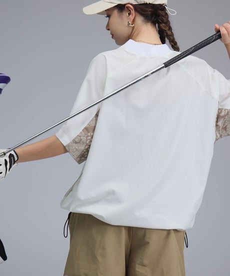 【ANTIQUAGOLF×STCH】UNISEX(ユニセックス)paisley×logo tops-white