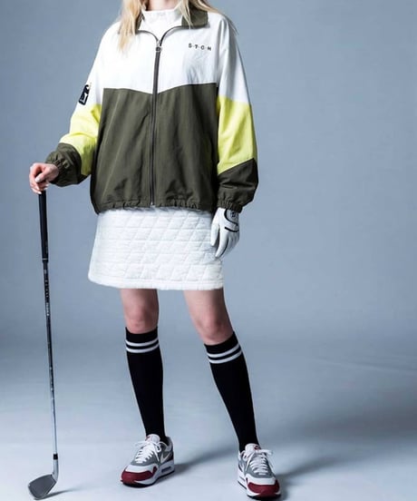 【ANTIQUAGOLF×STCH】Color Block Stand Zip Jacket-yellow mix
