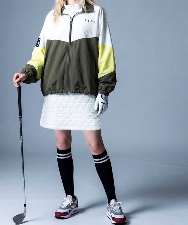 ANTIQUAGOLF×STCH】Color Block Stand Zip Jacket-