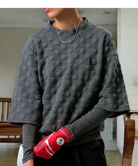 【ANTIQUAGOLF×STCH】dot layered tops-gray