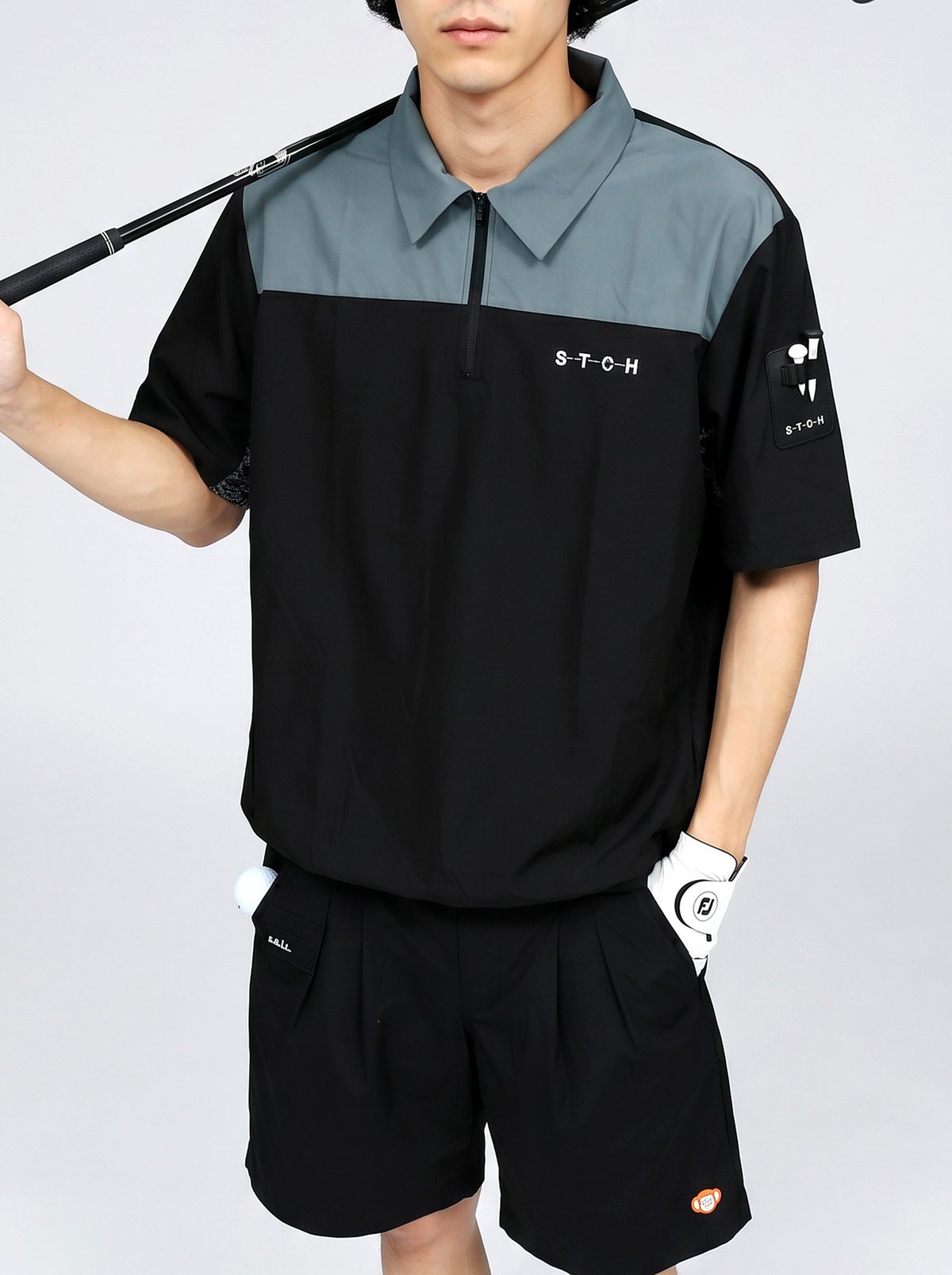 ANTIQUA GOLF×STCH】Colored Tech Tops-black | 【公